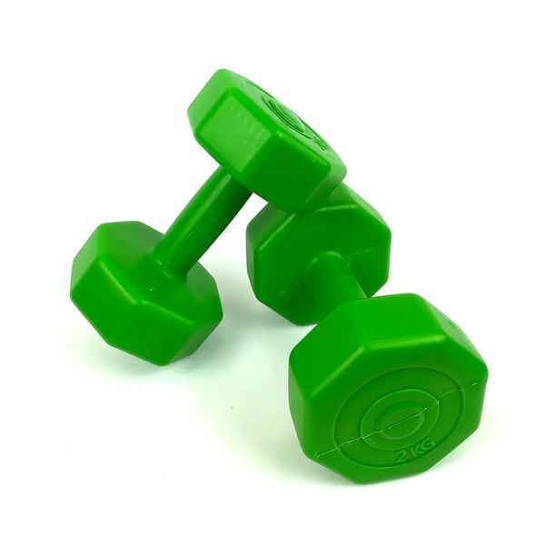 Гантелі фітнес 2 шт по 2 кг (композитні) для фітнесу тренувань FIT-2KG-GREEN-2PK фото