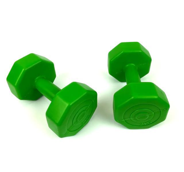 Гантелі фітнес 2 шт по 2 кг (композитні) для фітнесу тренувань FIT-2KG-GREEN-2PK фото